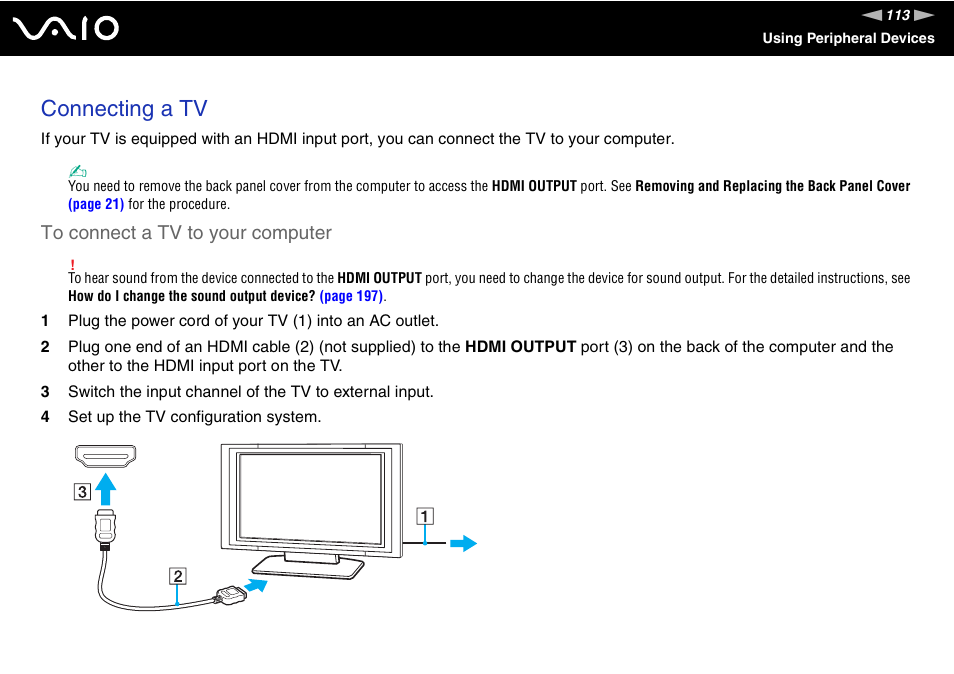 Connecting a tv | Sony VGC-RT100Y User Manual | Page 113 / 220