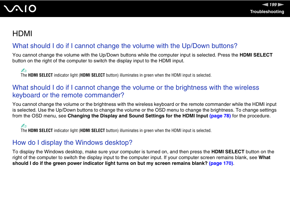 Hdmi, How do i display the windows desktop | Sony VGC-RT100Y User Manual | Page 199 / 220