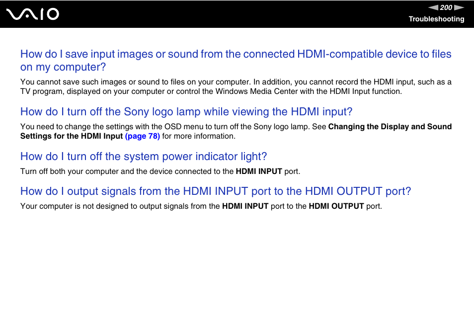 How do i turn off the system power indicator light | Sony VGC-RT100Y User Manual | Page 200 / 220