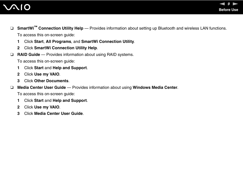 Sony VGC-RT100Y User Manual | Page 9 / 220