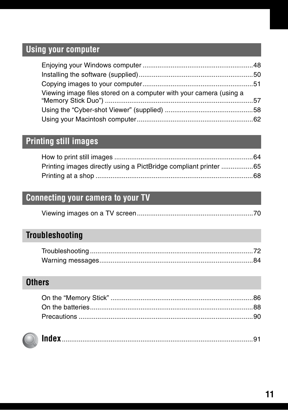 Sony DSC-S500 User Manual | Page 11 / 96