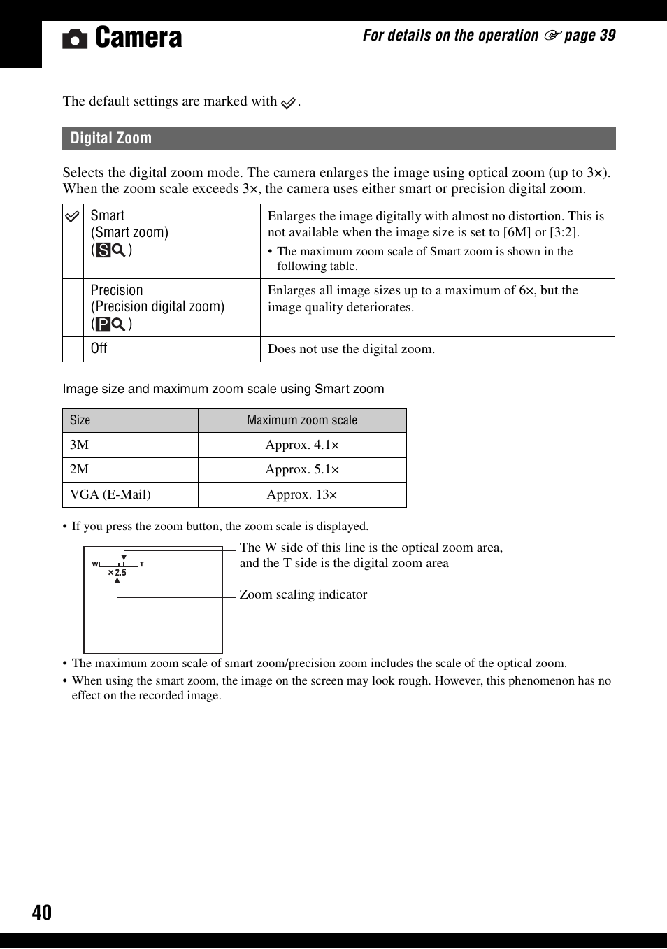 Camera | Sony DSC-S500 User Manual | Page 40 / 96