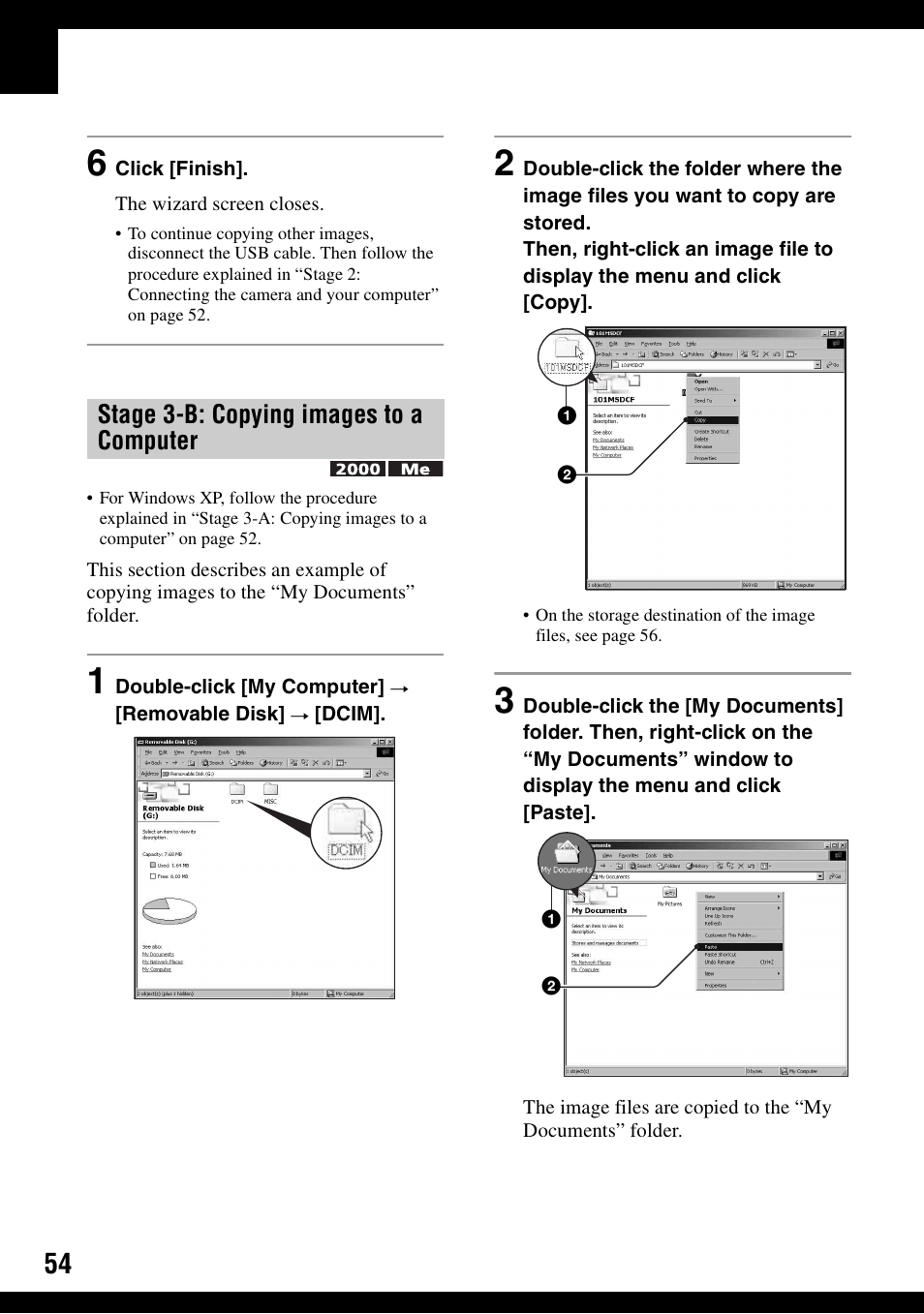 Stage 3-b: copying images to a computer | Sony DSC-S500 User Manual | Page 54 / 96