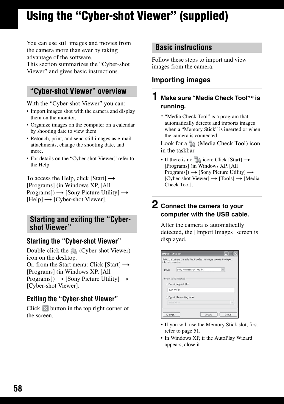 Using the “cyber-shot viewer” (supplied) | Sony DSC-S500 User Manual | Page 58 / 96