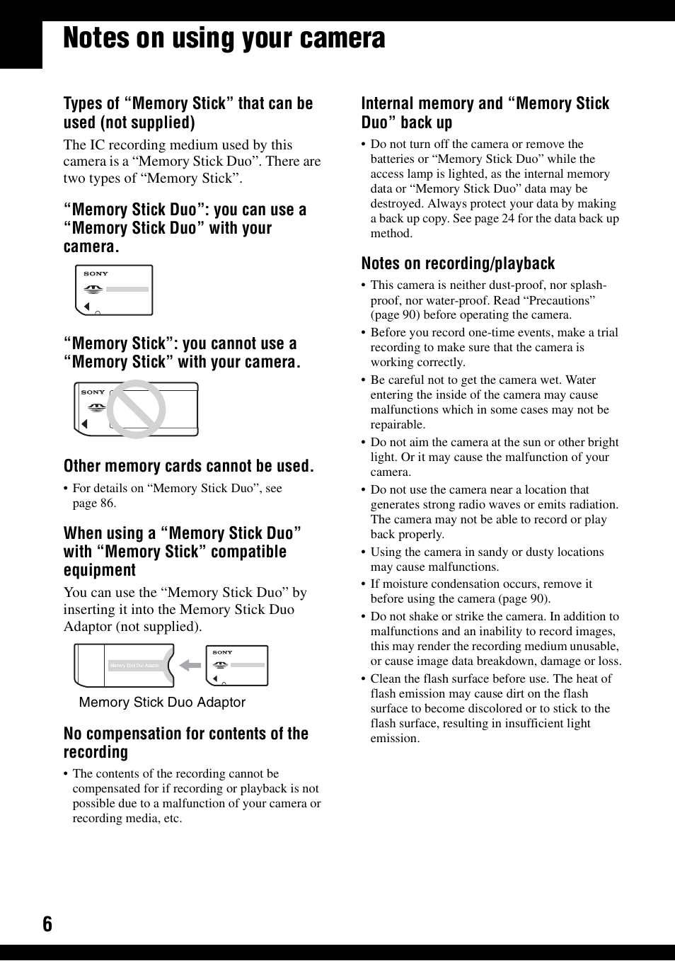 Sony DSC-S500 User Manual | Page 6 / 96