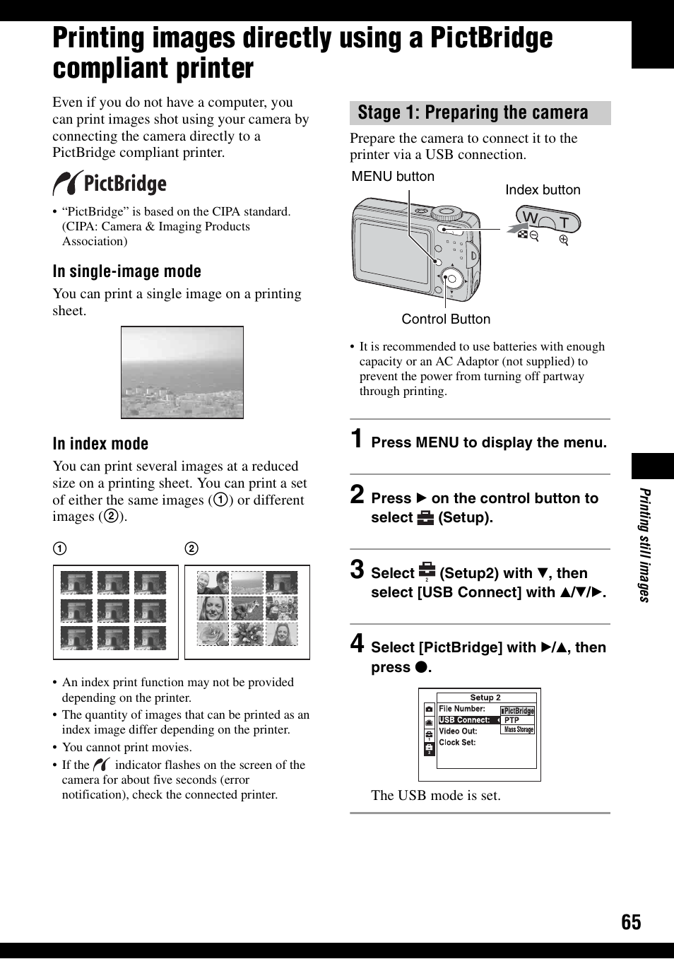 Stage 1: preparing the camera | Sony DSC-S500 User Manual | Page 65 / 96