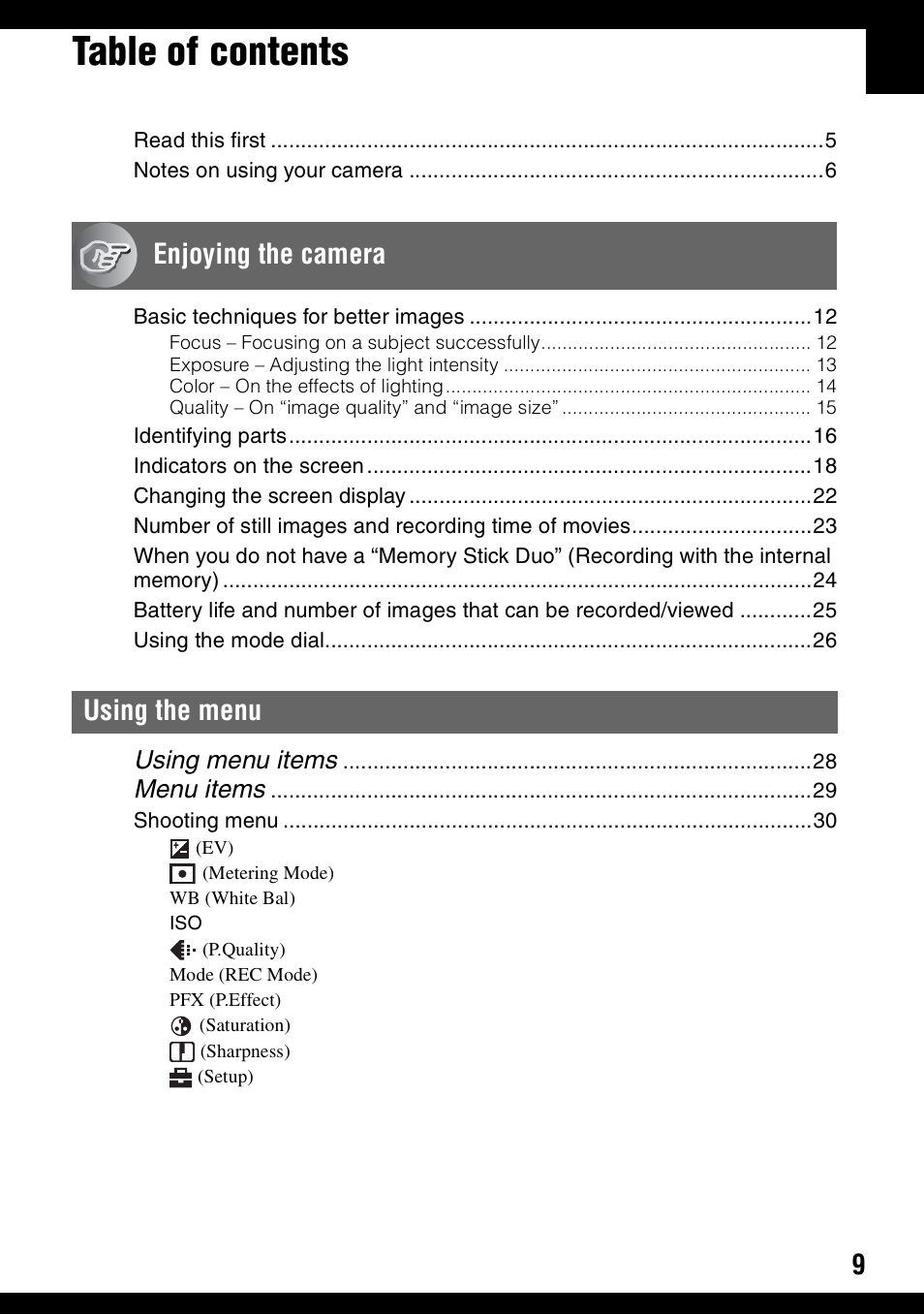 Sony DSC-S500 User Manual | Page 9 / 96