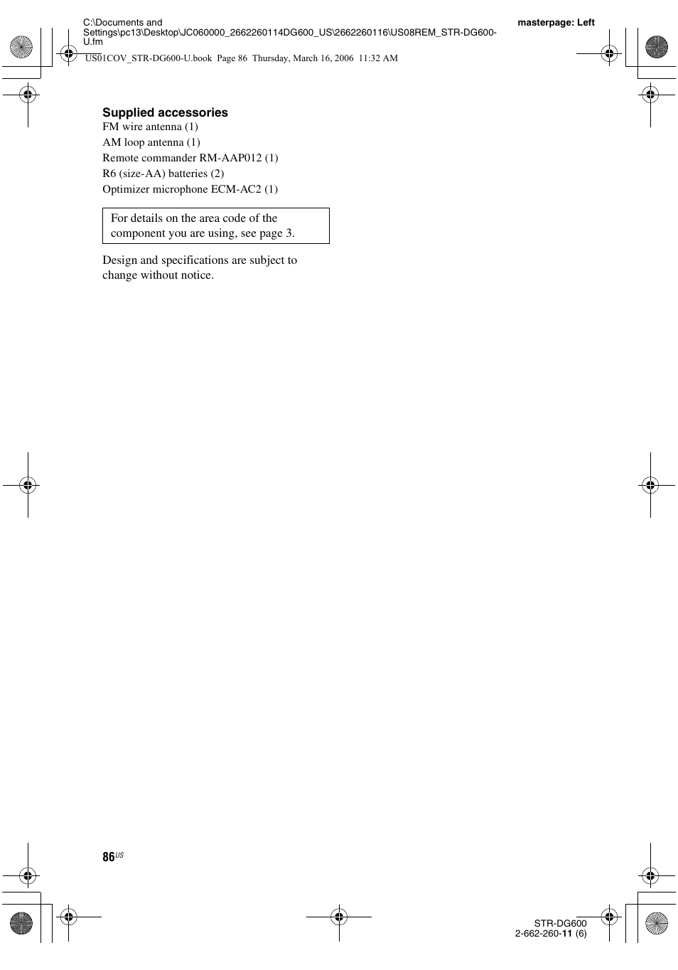 Sony STR-DG600 User Manual | Page 86 / 88