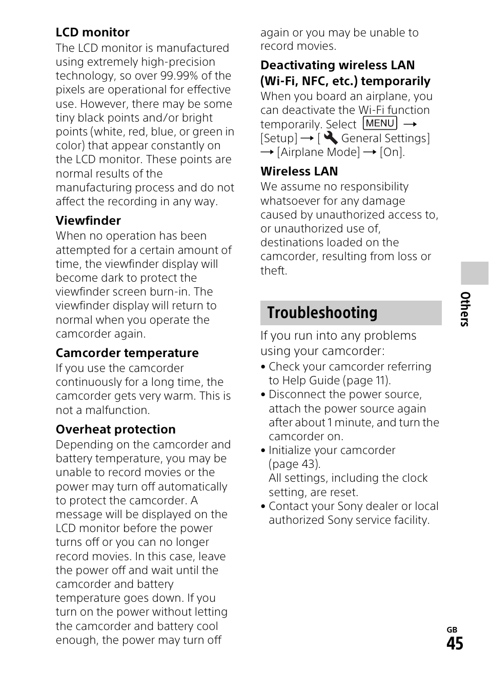 Troubleshooting | Sony HDR-CX900 User Manual | Page 45 / 56