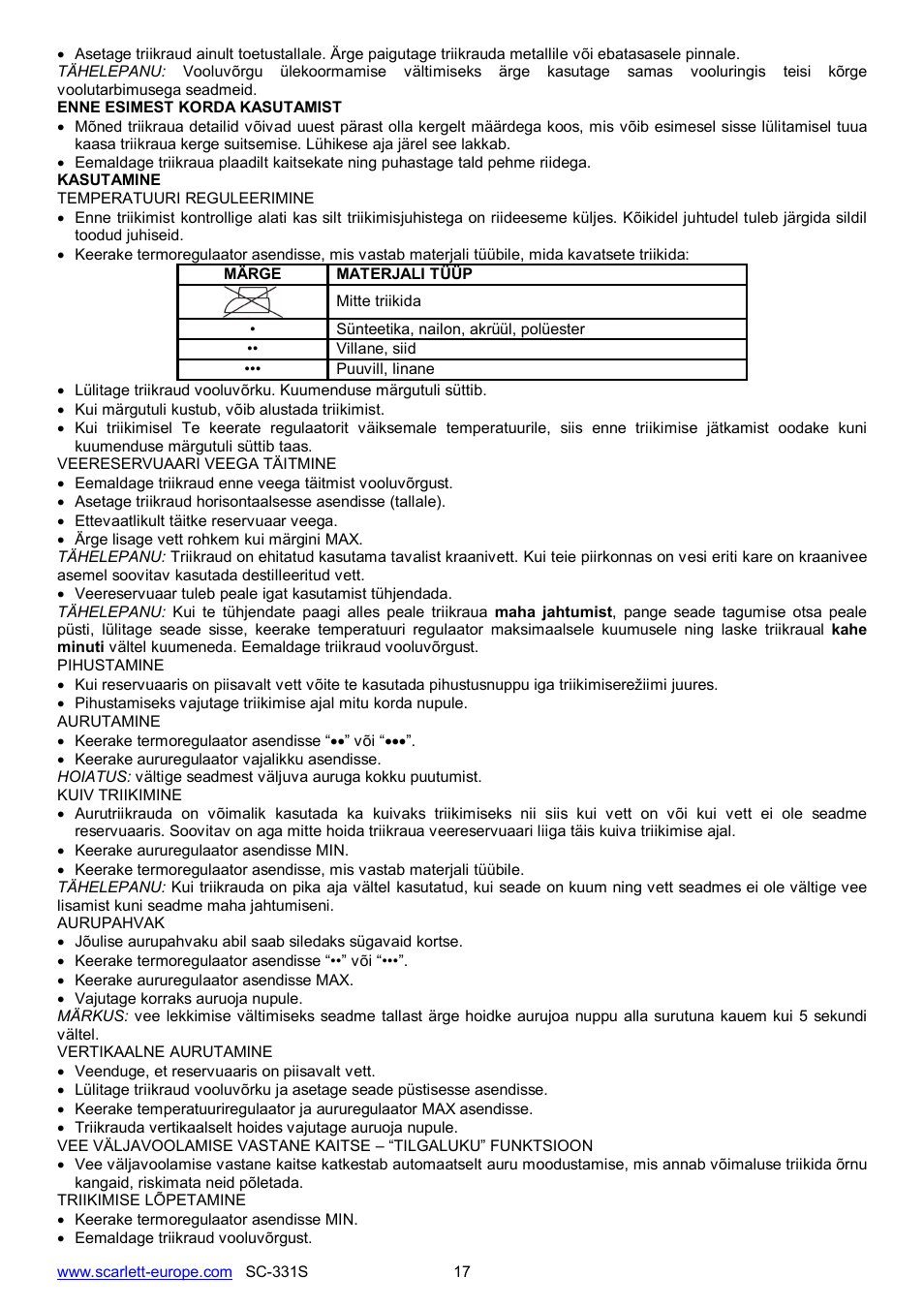 Scarlett SC-331S User Manual | Page 17 / 26