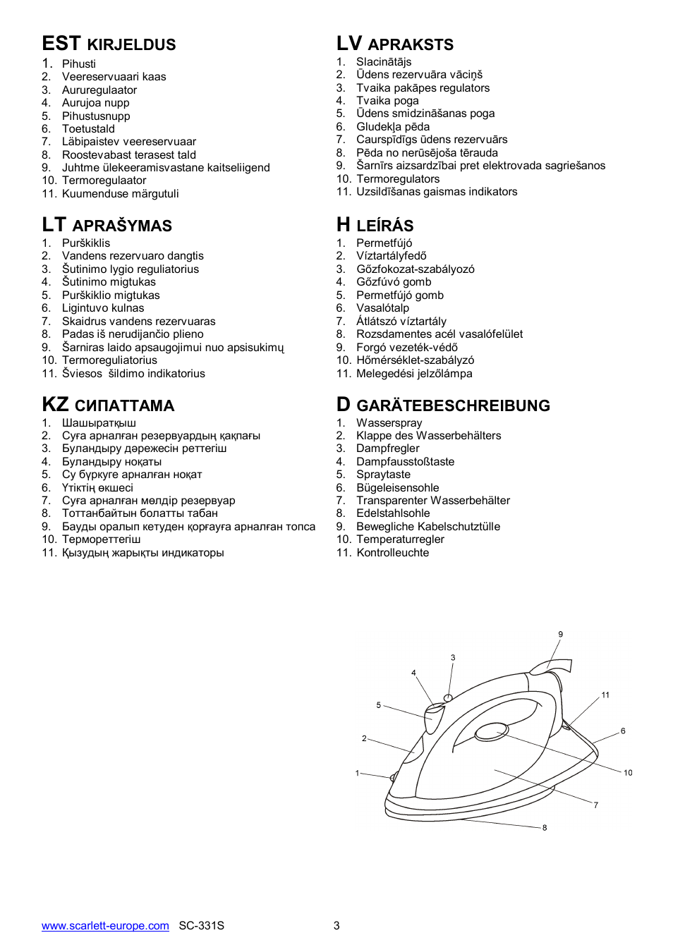 Kz d | Scarlett SC-331S User Manual | Page 3 / 26