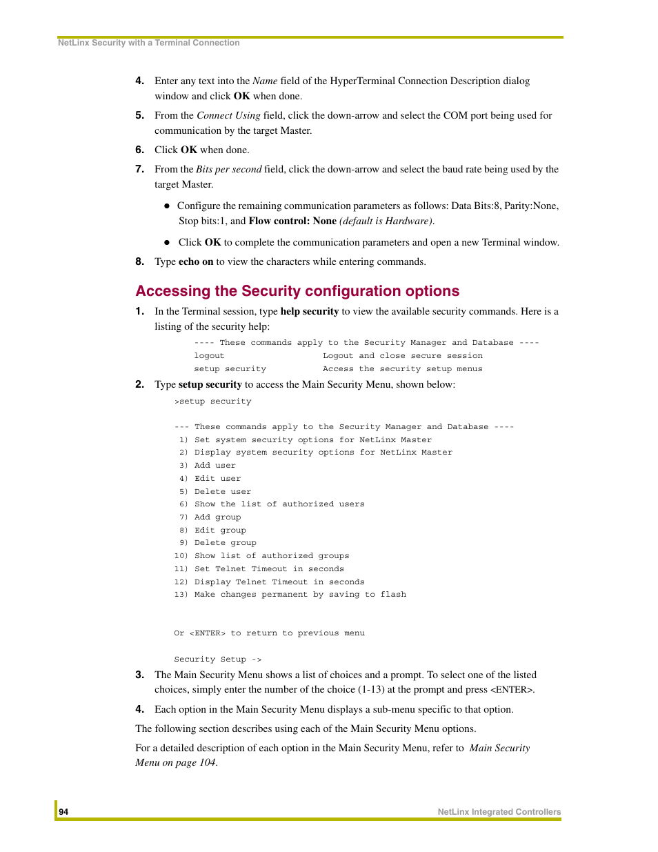 Accessing the security configuration options | AMX NetLinx Integrated Controllers NI-3000 User Manual | Page 100 / 134