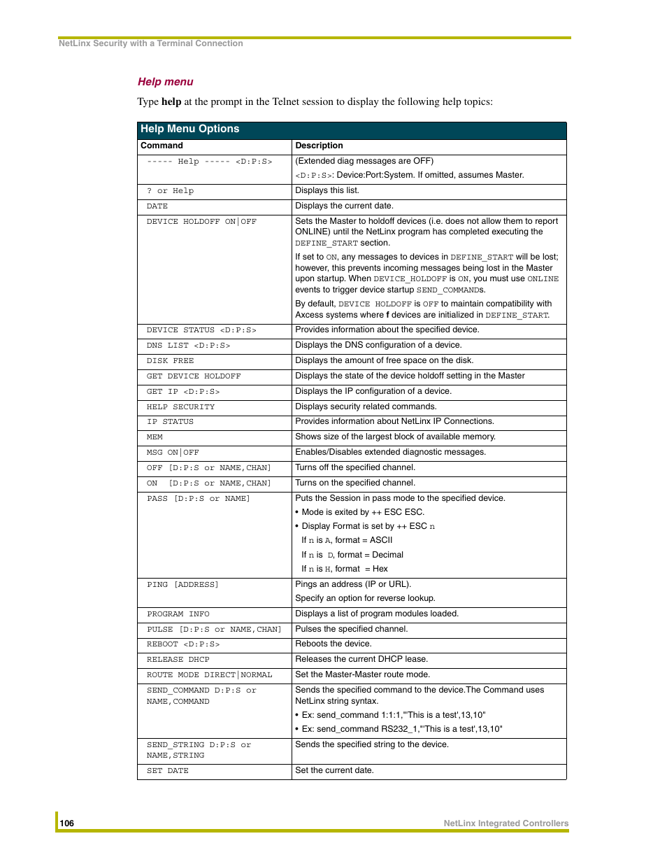 Help menu | AMX NetLinx Integrated Controllers NI-3000 User Manual | Page 112 / 134
