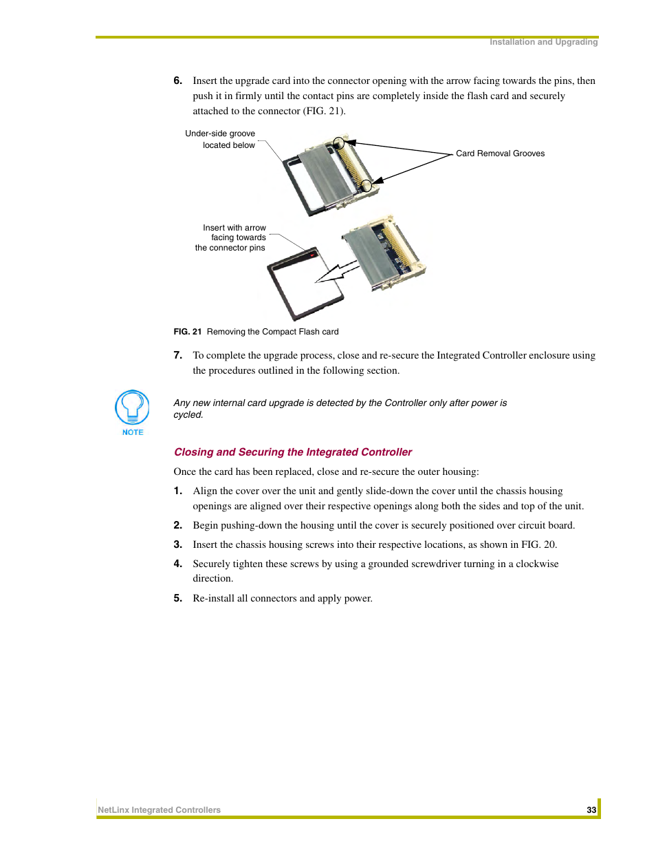 Closing and securing the integrated controller | AMX NetLinx Integrated Controllers NI-3000 User Manual | Page 39 / 134