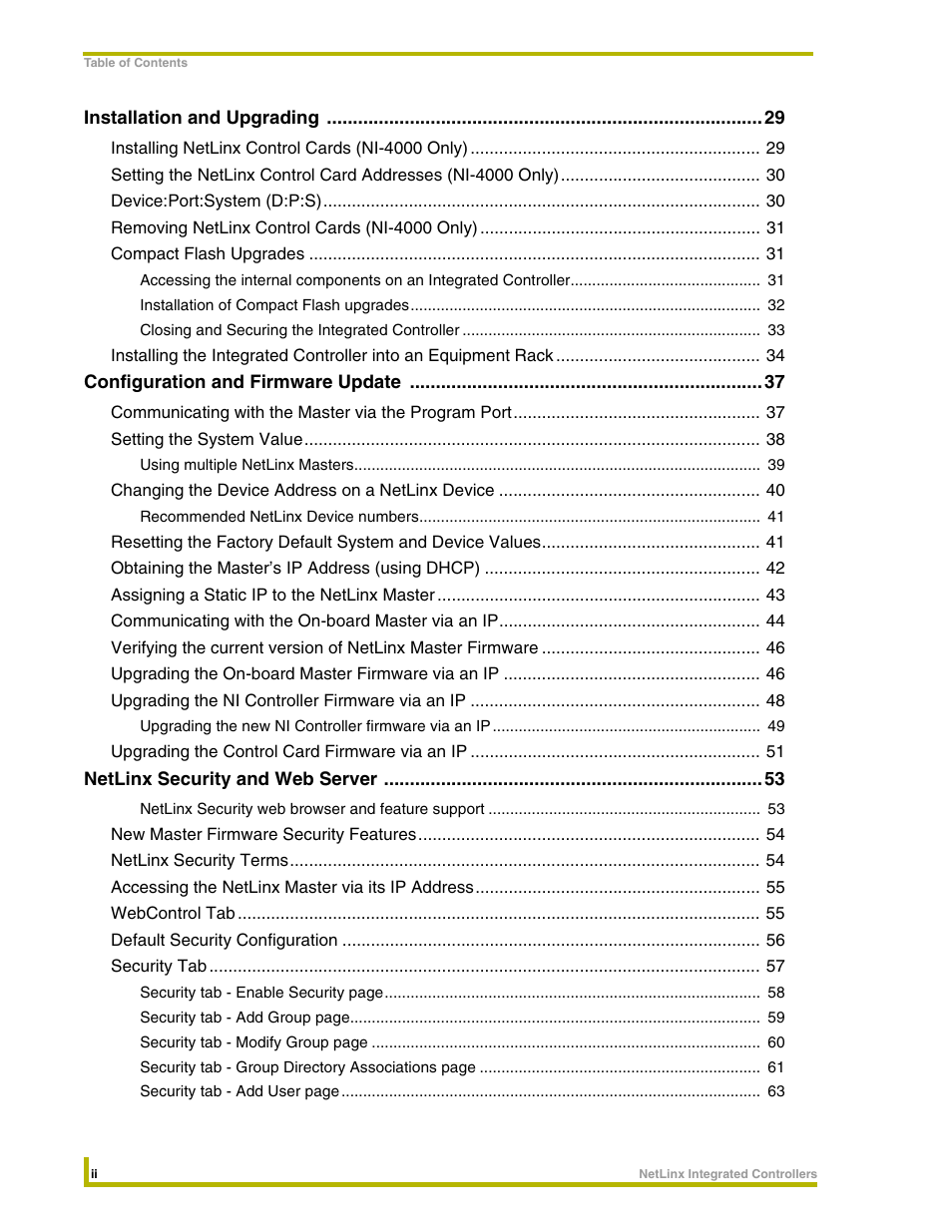 AMX NetLinx Integrated Controllers NI-3000 User Manual | Page 4 / 134