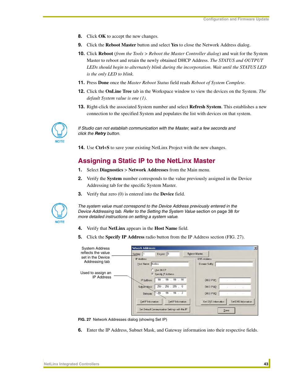 Assigning a static ip to the netlinx master | AMX NetLinx Integrated Controllers NI-3000 User Manual | Page 49 / 134