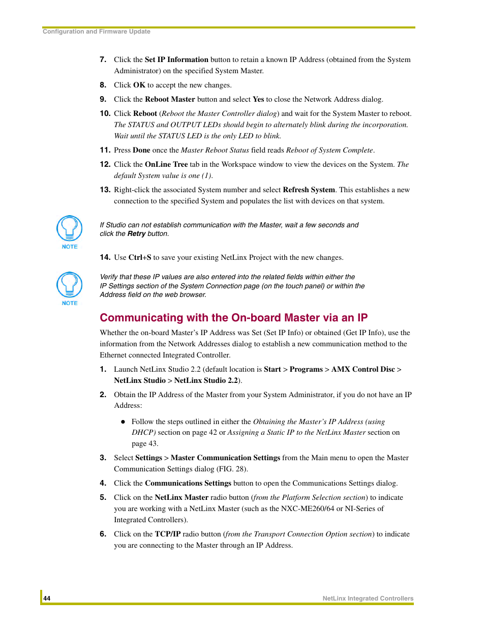 Communicating with the on-board master via an ip | AMX NetLinx Integrated Controllers NI-3000 User Manual | Page 50 / 134