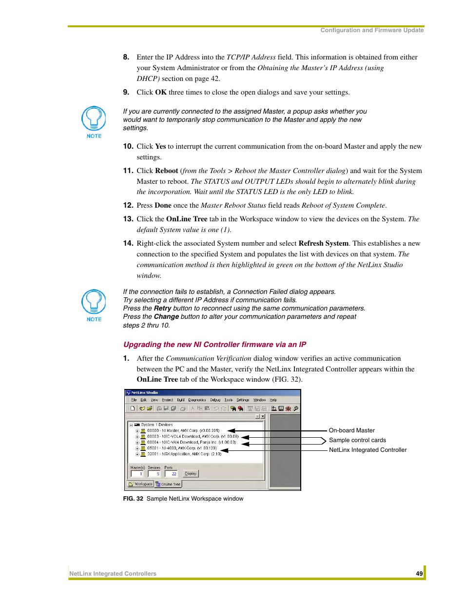 Upgrading the new ni controller firmware via an ip | AMX NetLinx Integrated Controllers NI-3000 User Manual | Page 55 / 134