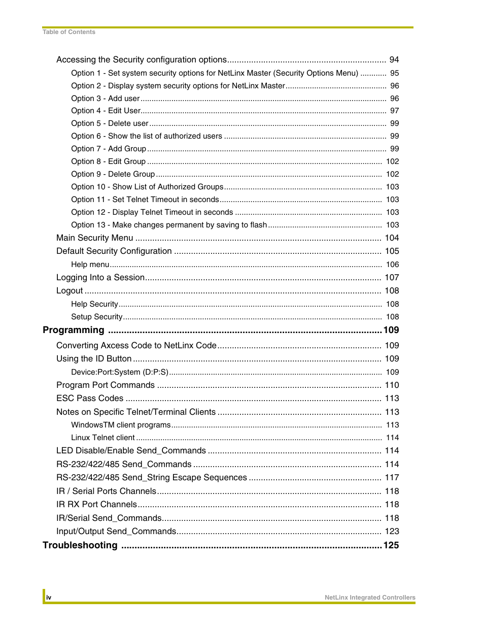 AMX NetLinx Integrated Controllers NI-3000 User Manual | Page 6 / 134