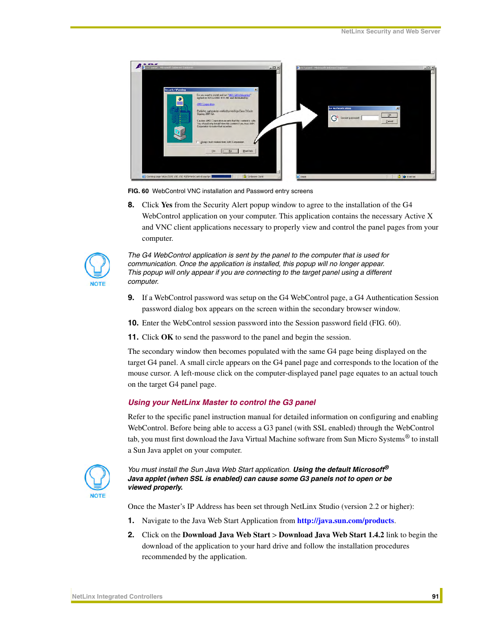 Using your netlinx master to control the g3 panel | AMX NetLinx Integrated Controllers NI-3000 User Manual | Page 97 / 134
