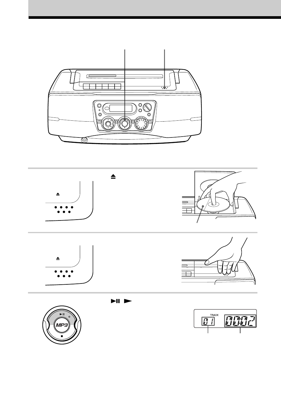 Basic operations, Playing an audio cd or mp3 files | Sony CFD-S40CP User Manual | Page 4 / 32