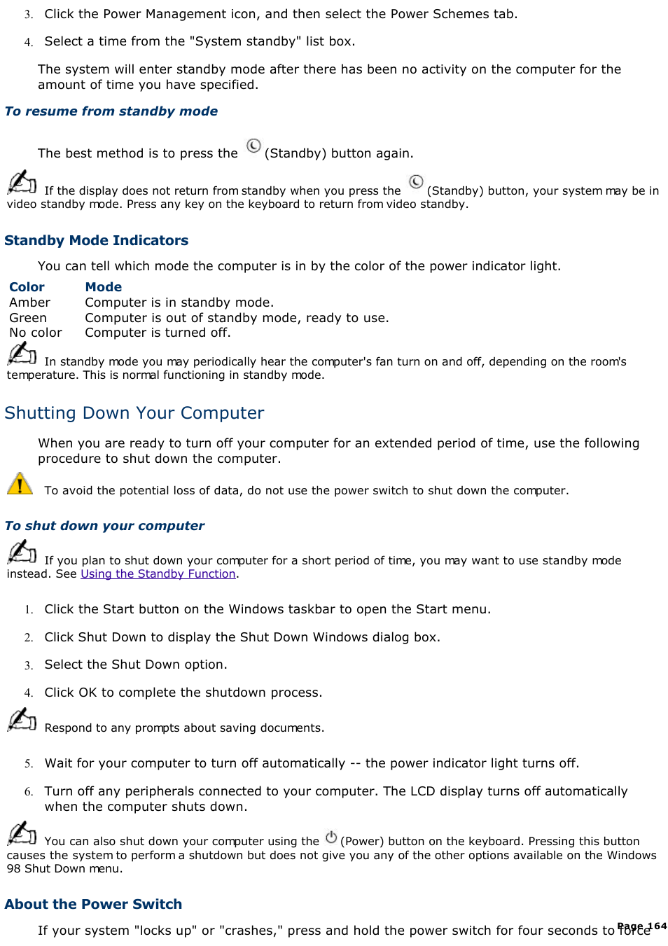 Shutting down your computer | Sony PCV-L400 User Manual | Page 164 / 1049