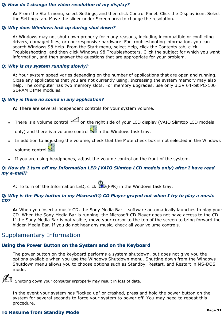 Supplementary information | Sony PCV-L400 User Manual | Page 31 / 1049