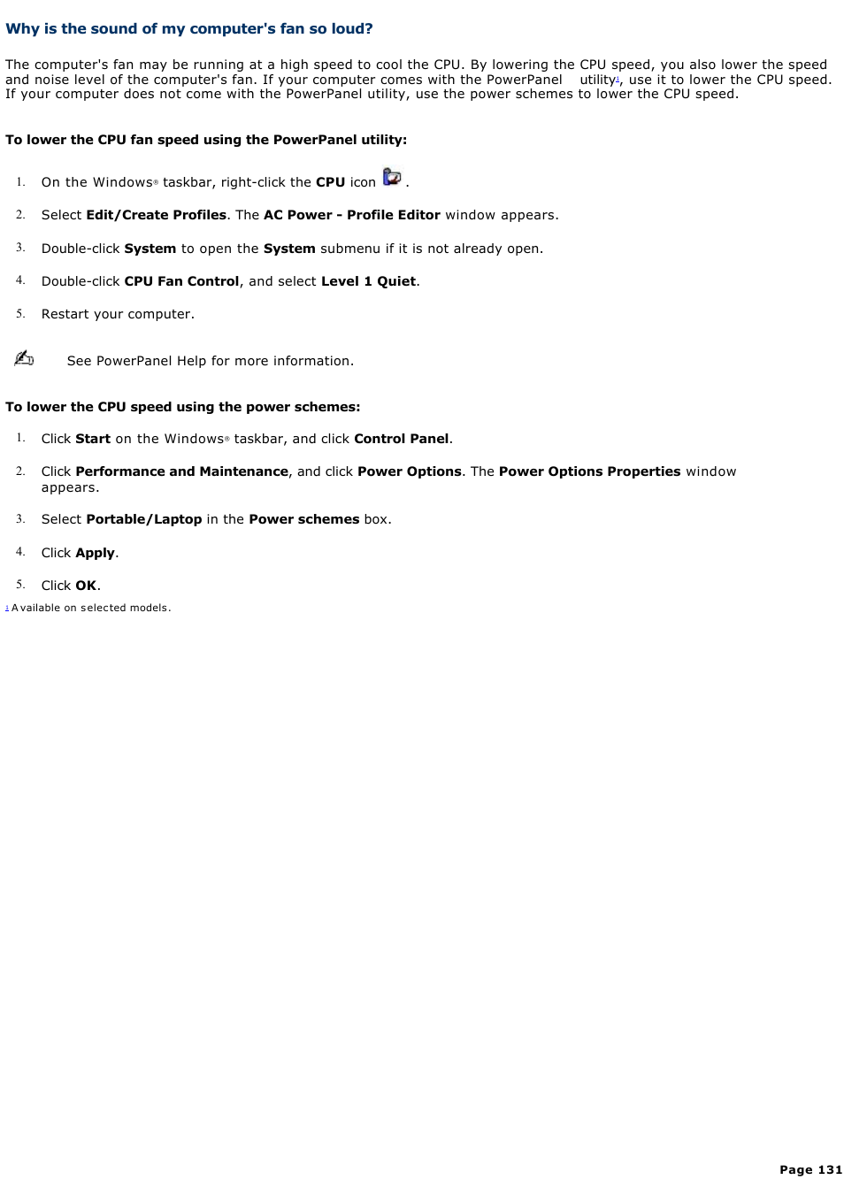 Why is the sound of my computer's fan so loud | Sony PCG-TR1A User Manual | Page 131 / 196