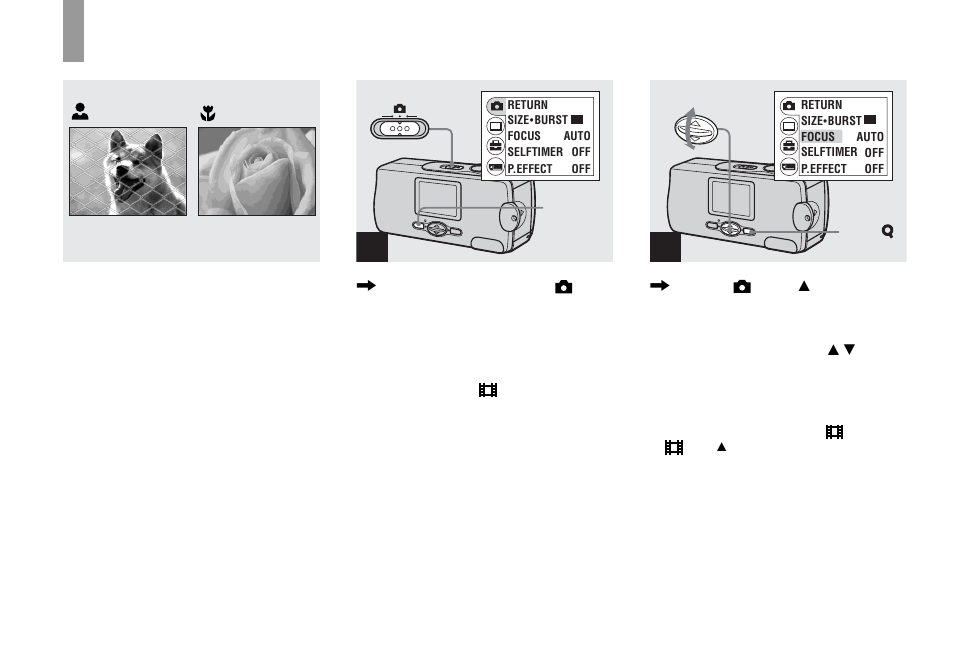 Setting the distance to the subject — focus preset, Setting the distance to the subject, Focus preset | Sony DSC-U30 User Manual | Page 30 / 84