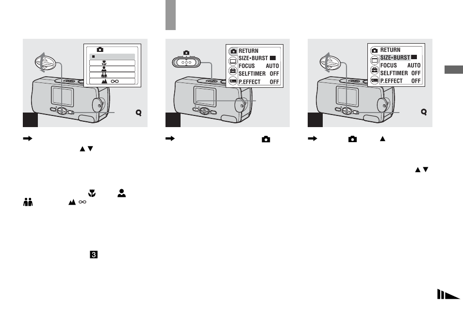 Shooting five images continuously — burst, Shooting five images continuously, Burst | Sony DSC-U30 User Manual | Page 31 / 84