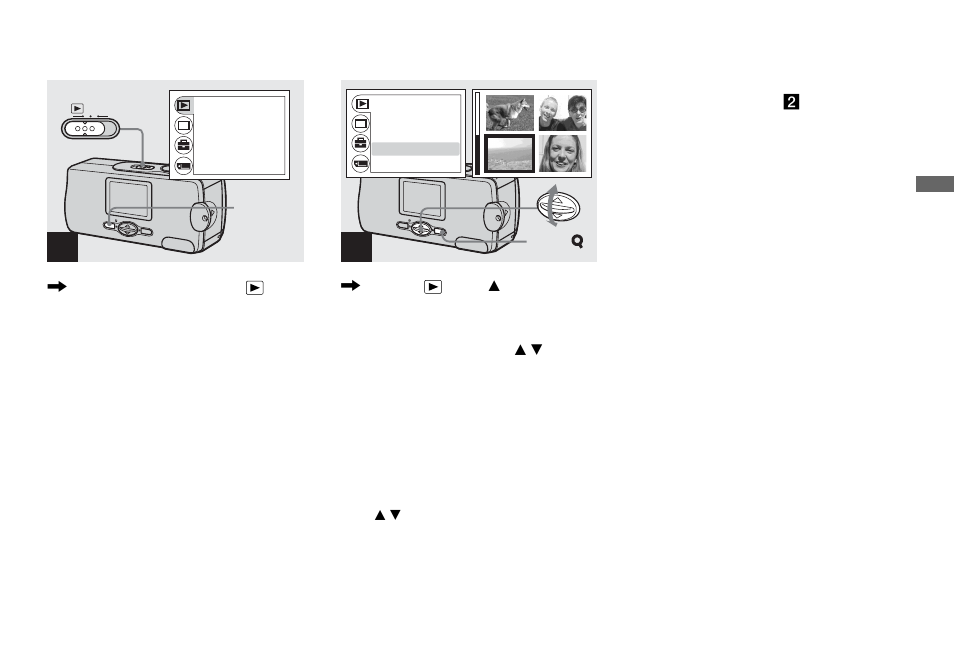 Viewing an index screen (four-image), Viewing an index screen, Four-image) | Sony DSC-U30 User Manual | Page 35 / 84