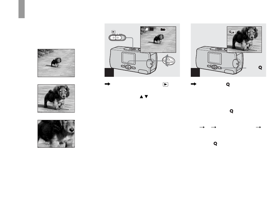 Enlarging an image — enlarged playback, Enlarging an image, Enlarged playback | Sony DSC-U30 User Manual | Page 38 / 84