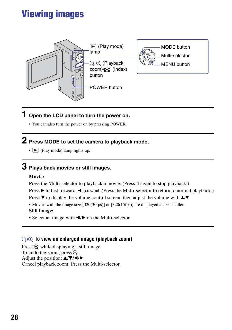 Viewing images, On (28 | Sony NSC-GC1 User Manual | Page 28 / 83