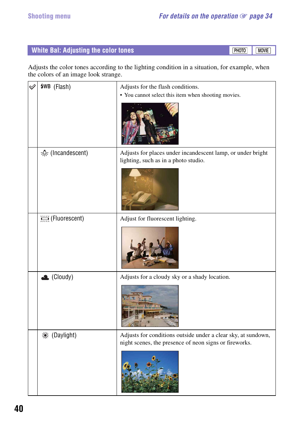 White bal: adjusting the color tones | Sony NSC-GC1 User Manual | Page 40 / 83