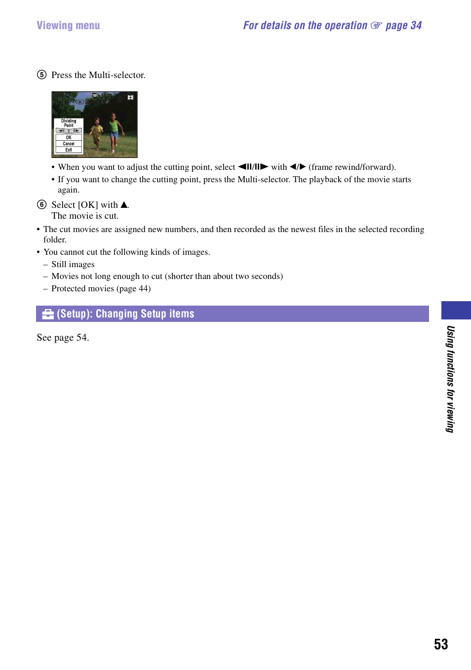 Setup): changing setup items | Sony NSC-GC1 User Manual | Page 53 / 83