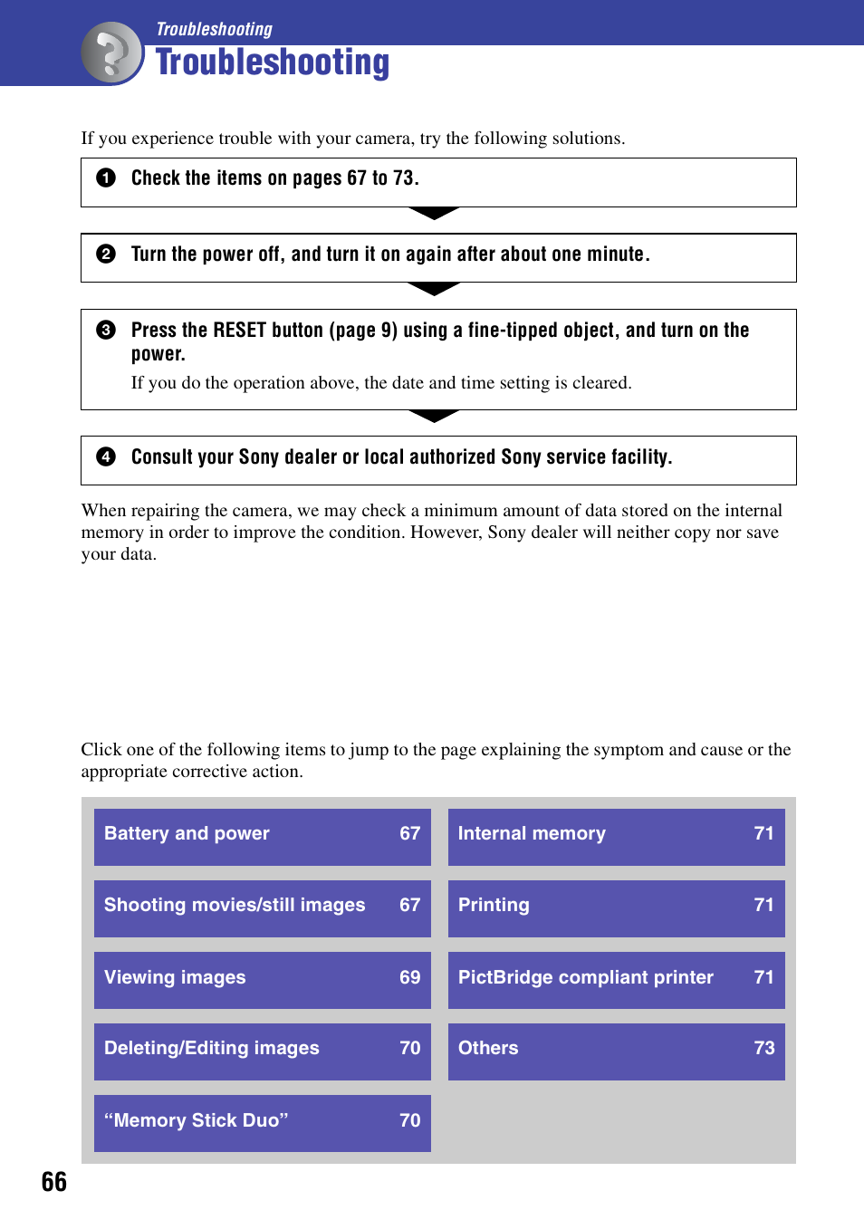 Troubleshooting | Sony NSC-GC1 User Manual | Page 66 / 83