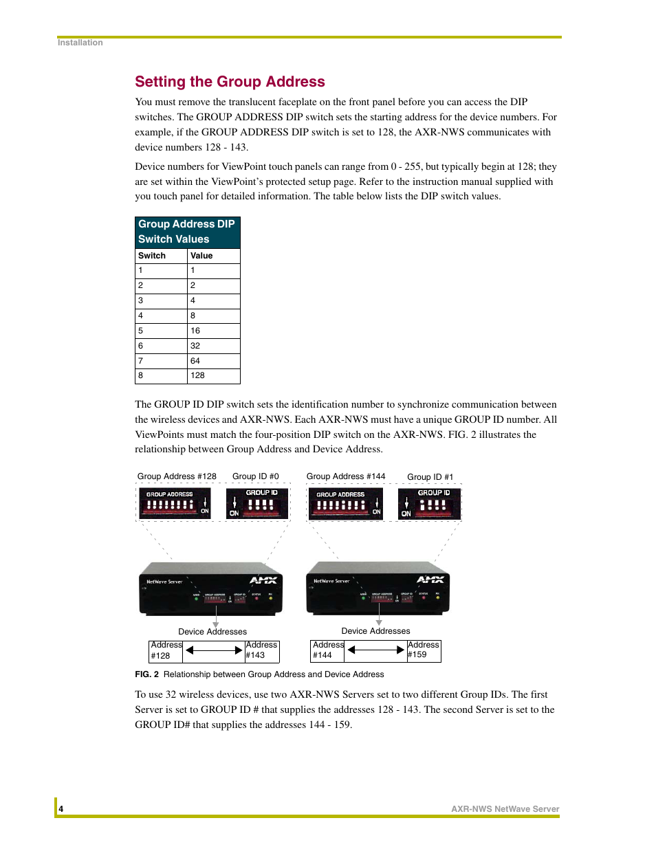 Setting the group address | AMX NetWave Server AXR-NWS User Manual | Page 8 / 18