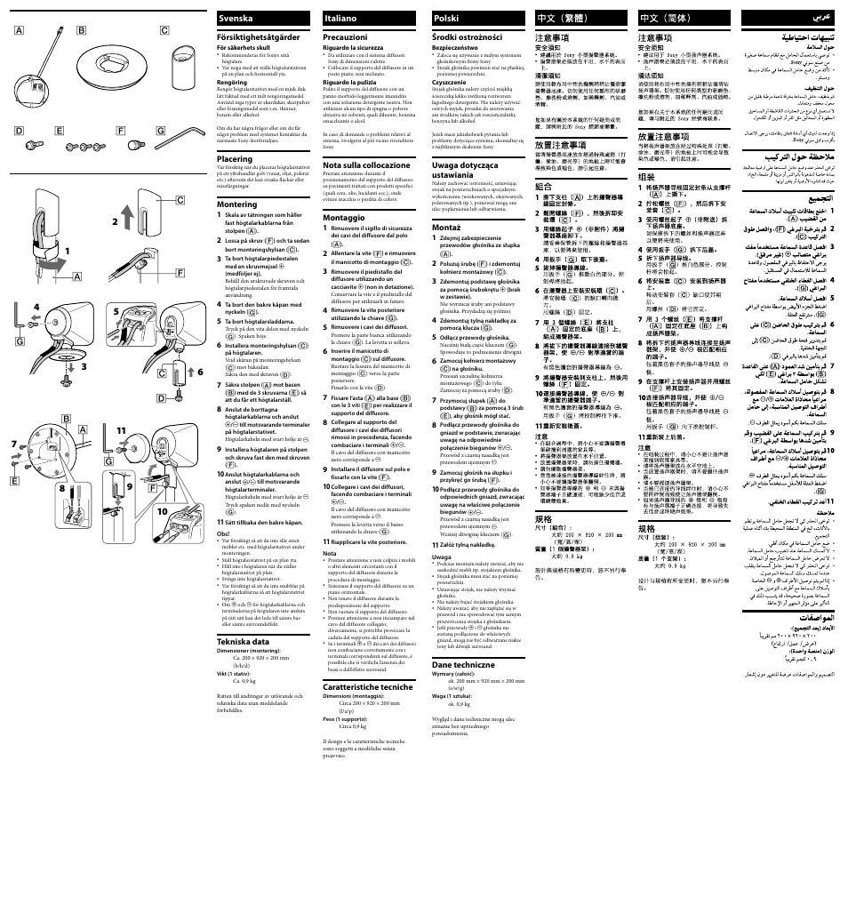 Svenska, Italiano, Polski | Sony WS-IS10F User Manual | Page 2 / 2