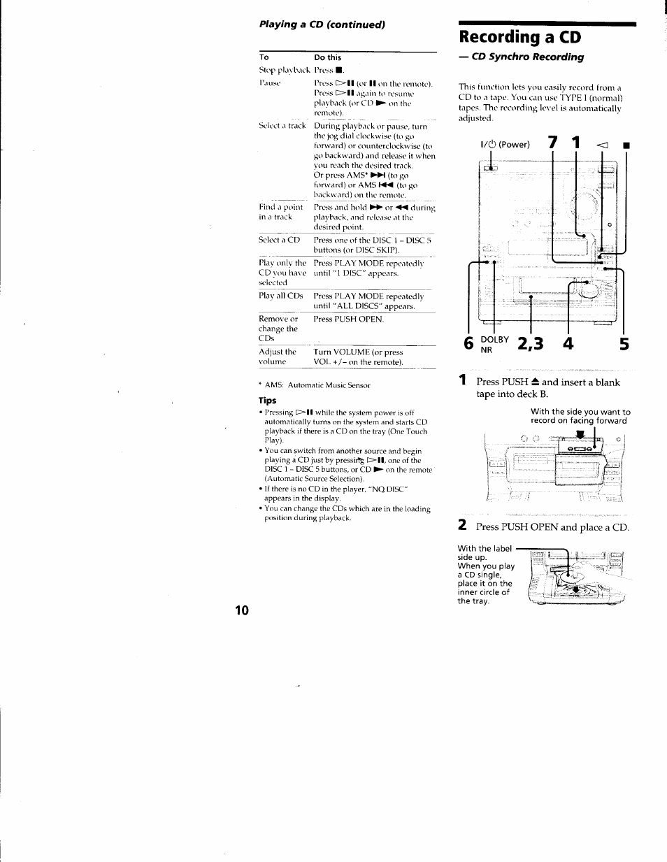 Recording a cd | Sony LBT-S3000 User Manual | Page 10 / 36