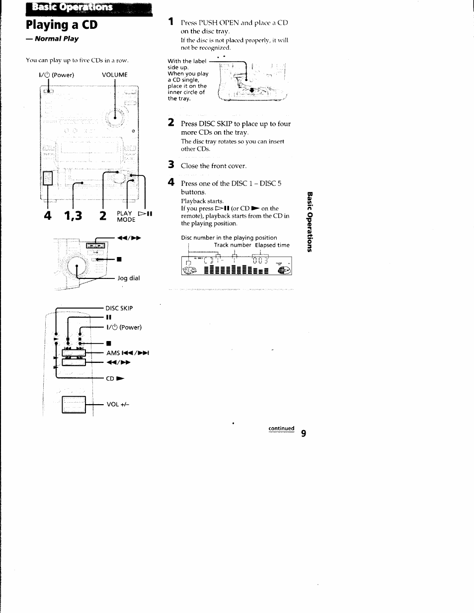 Playing a cd | Sony LBT-S3000 User Manual | Page 9 / 36