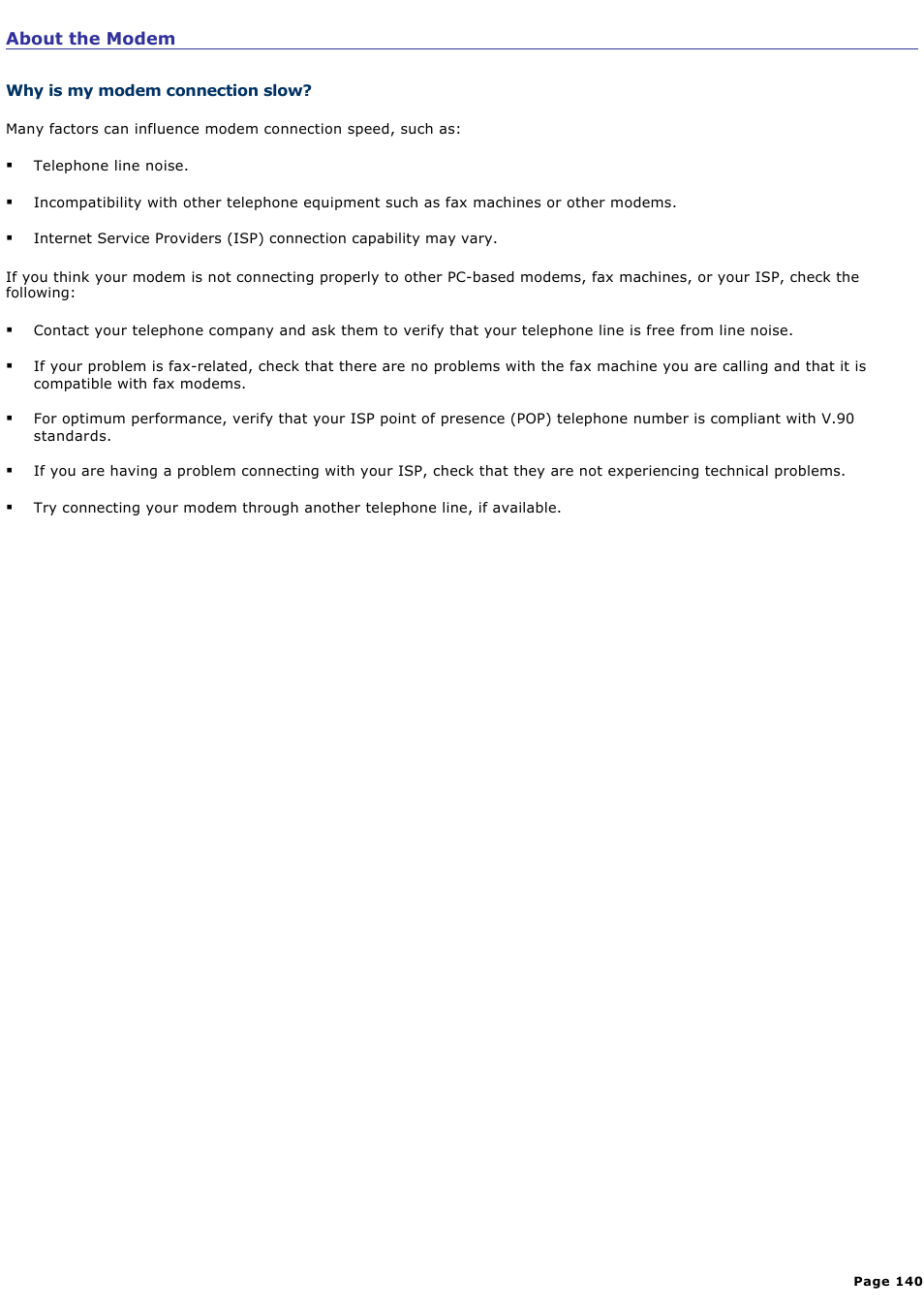 About the modem | Sony PCV-RS322 User Manual | Page 140 / 161