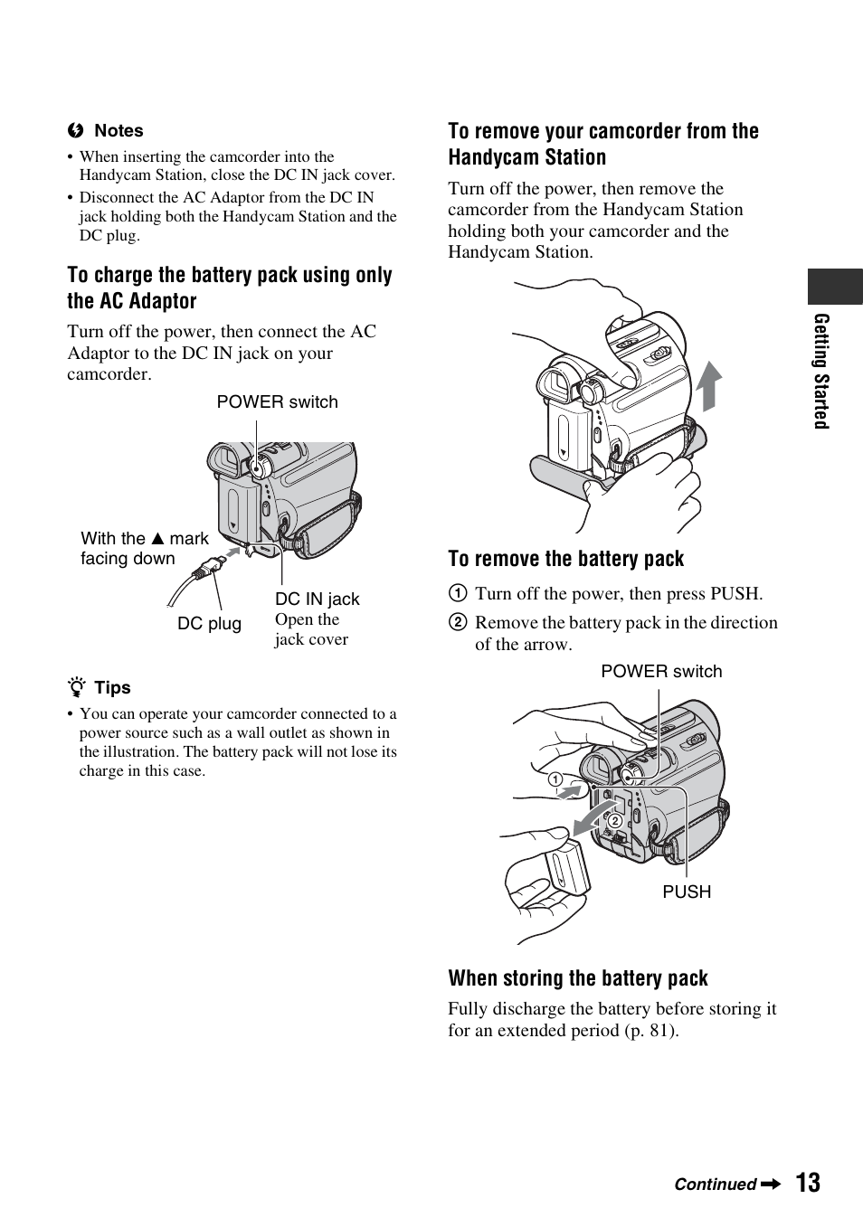 Sony DCR-HC48 User Manual | Page 13 / 116