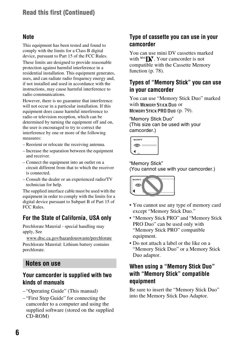 Sony DCR-HC48 User Manual | Page 6 / 116