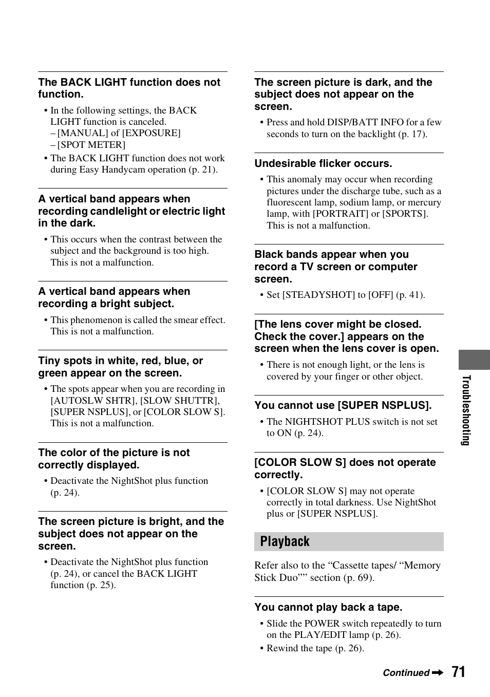 Playback | Sony DCR-HC48 User Manual | Page 71 / 116