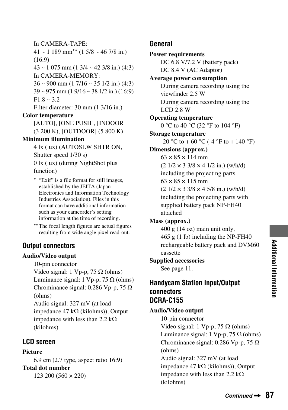 Sony DCR-HC48 User Manual | Page 87 / 116