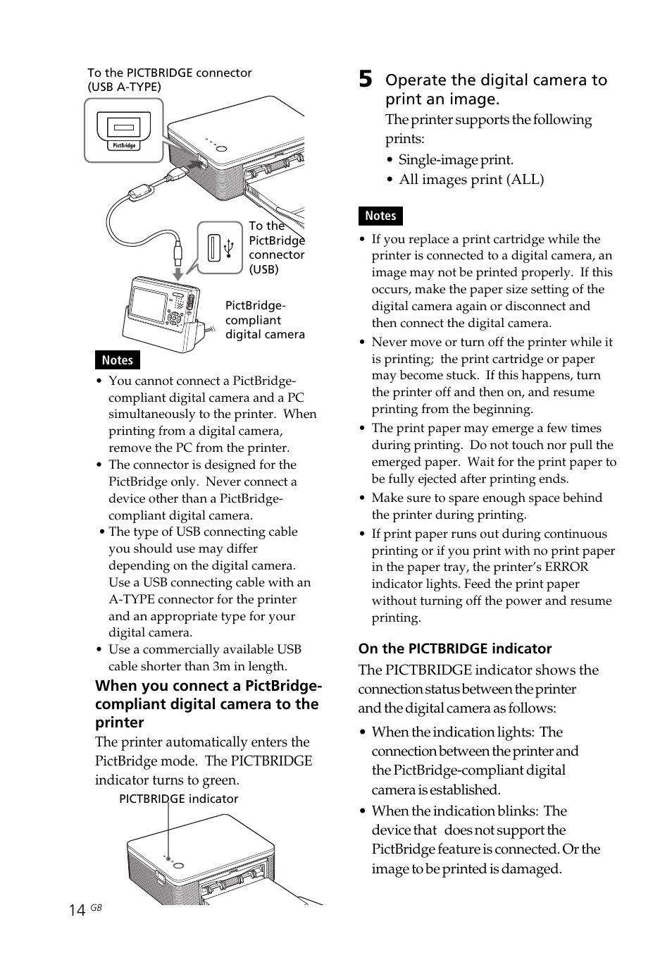 Pictbridge indicator | Sony DPP-FP30 User Manual | Page 14 / 50