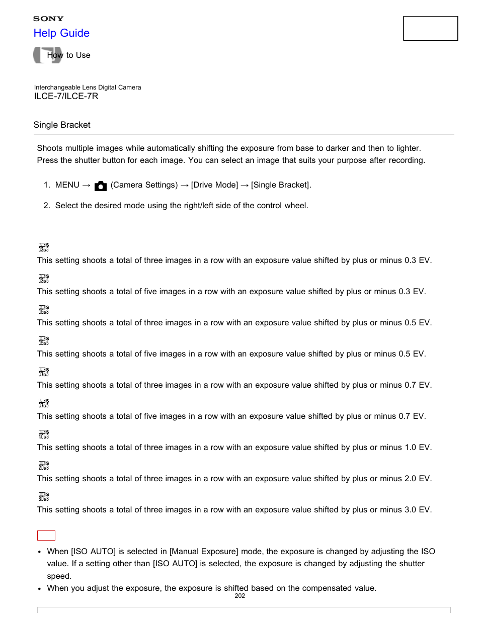 Single bracket, Help guide | Sony ILCE-7K User Manual | Page 211 / 455