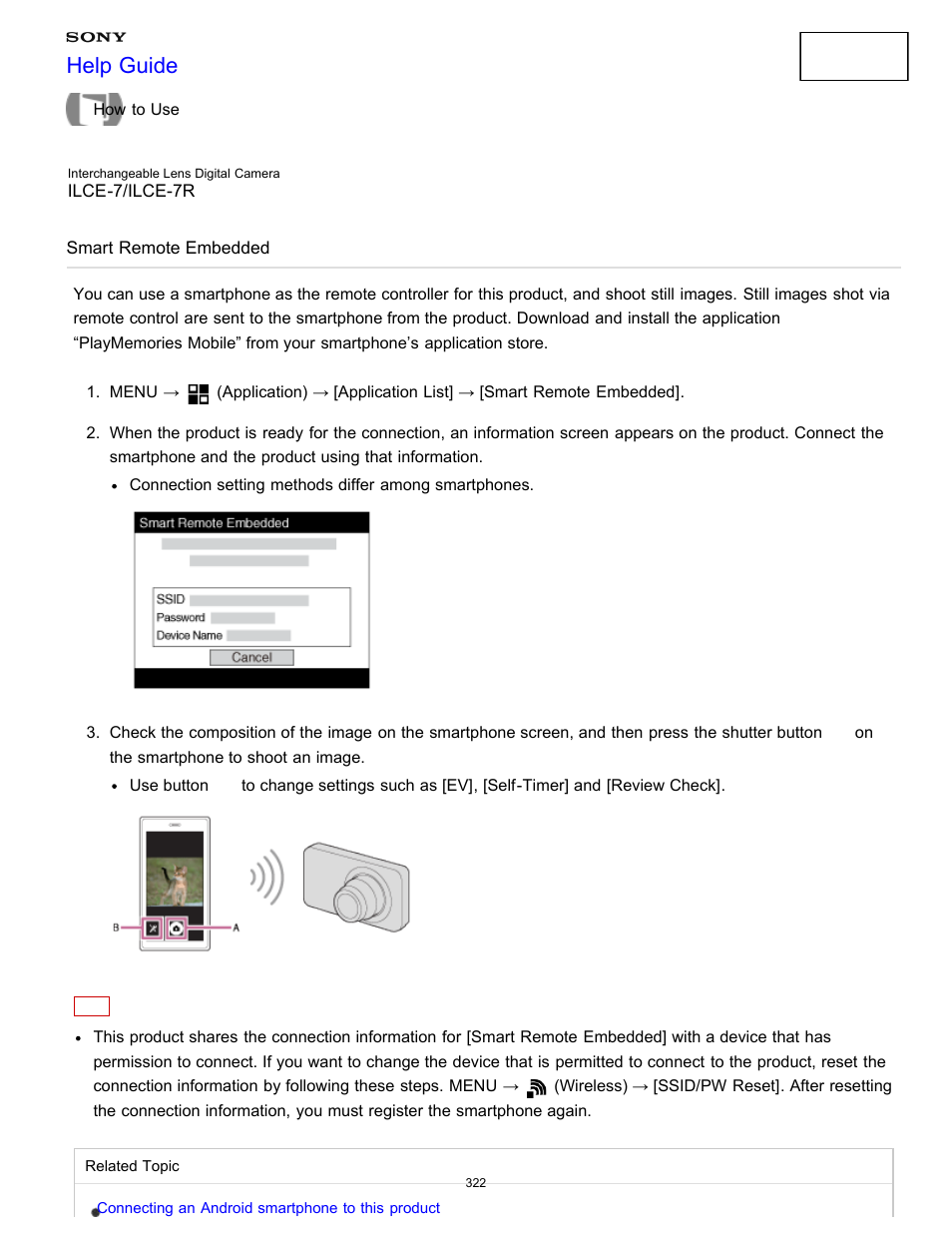 Smart remote embedded, Help guide | Sony ILCE-7K User Manual | Page 331 / 455