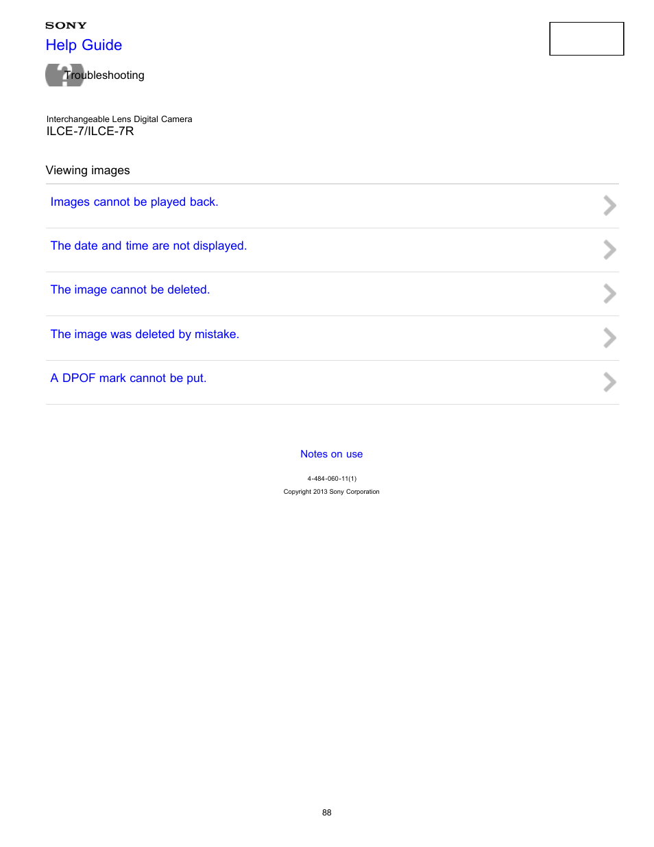 Viewing images, Help guide | Sony ILCE-7K User Manual | Page 97 / 455