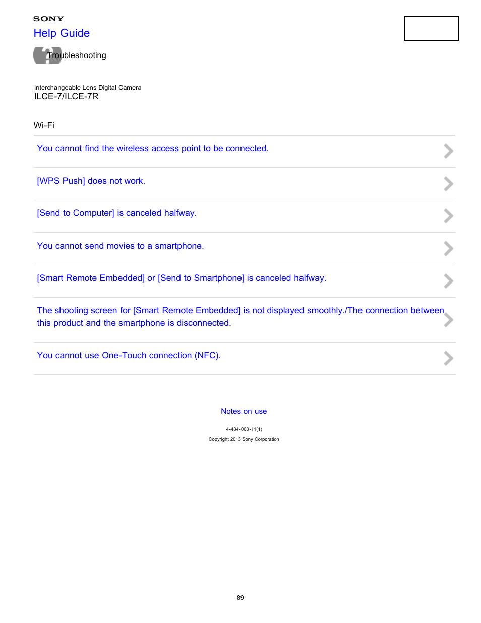 Wi-fi, Help guide | Sony ILCE-7K User Manual | Page 98 / 455